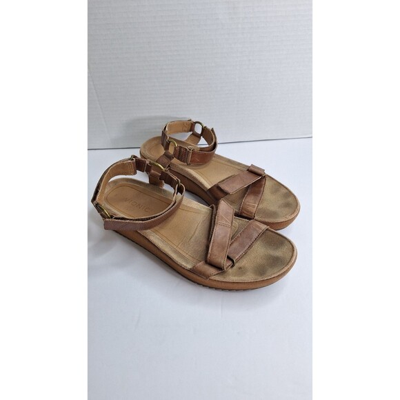 VIONIC Kayan Tan Leather Strappy Orthotic Platform Sandals Sz 11 Comfort Walking - Picture 3 of 9